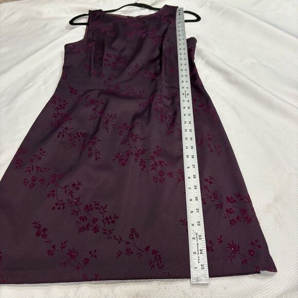 90’s Y2K Dark Plum Glitter Velvet Floral Print Mini Cocktail Dress - Picture 4 of 9